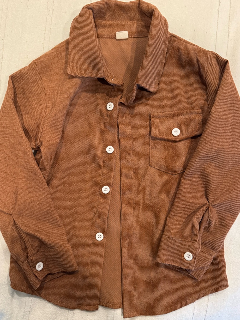 Kids Corduroy Button-Down Shirt Jacket - Brown